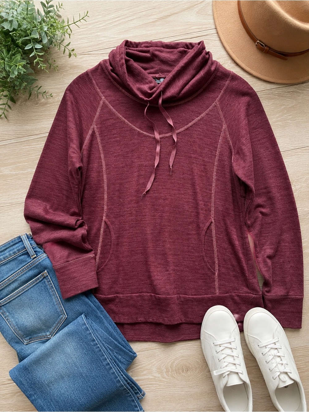 KÜHL Women’s Burgundy Cowl Neck Pullover Sweatshirt